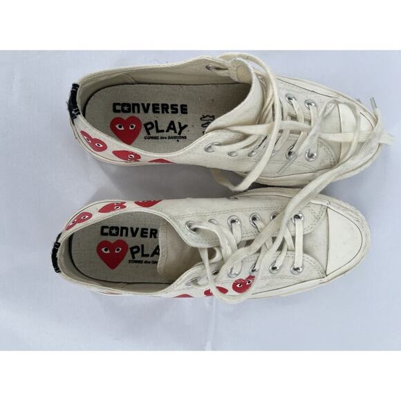 Converse Chuck Low Comme Des Garcons Play Heart Size 8 Women's White 162975C - Picture 14 of 15